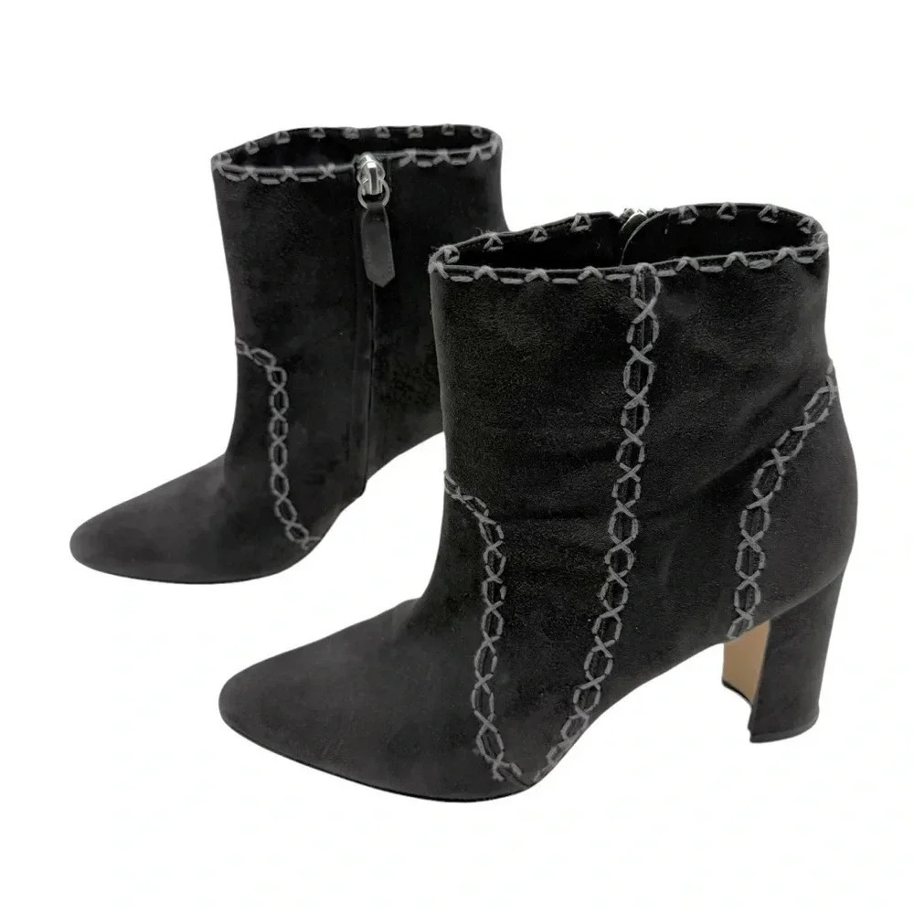 Manolo Blahnik charcoal gray suede heeled boots size 39 - Picture 3 of 9